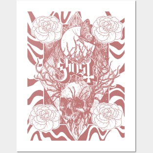 Skull with roses Posters and Art